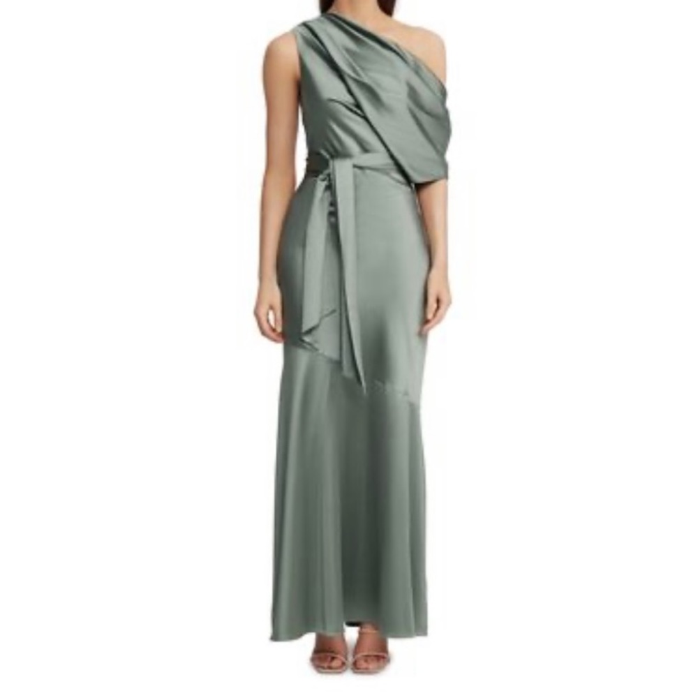 Significant Other Olinda Dress one shoulder belted satin gown size size 2